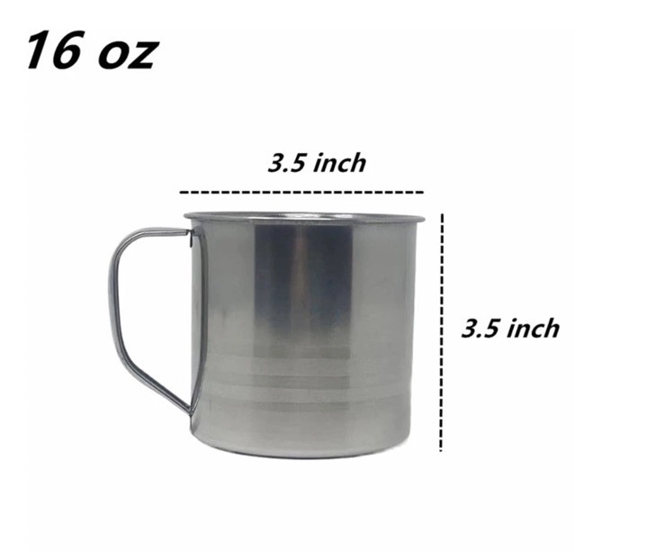2 Piece Stainless Steel Coffee Soup Mug Tumbler Camping Cup 16oz
