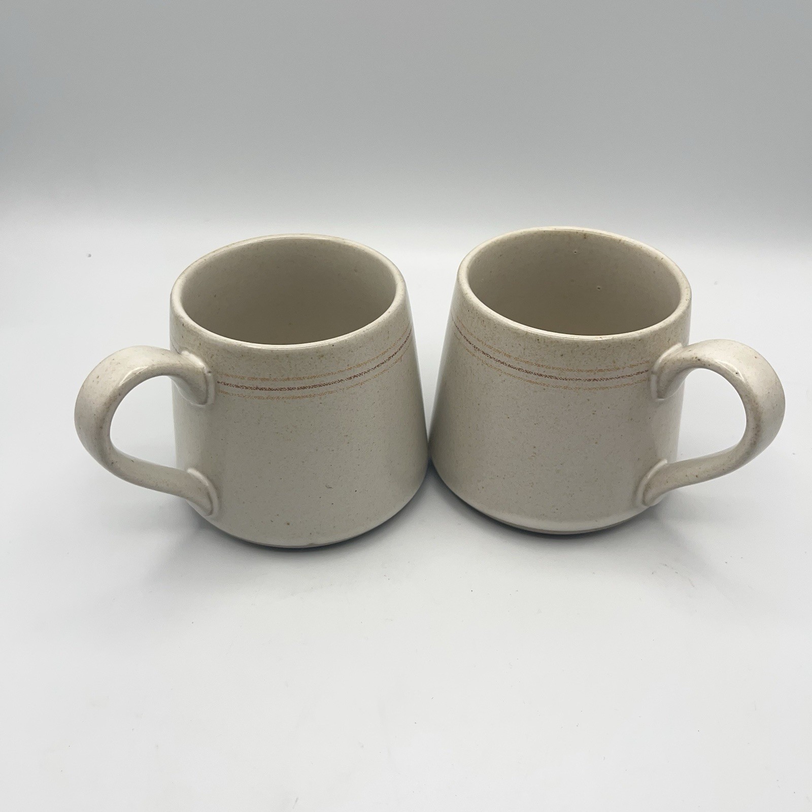 Magnolia set of 2 Beige Ceramic Tapered Coffee Mugs with Handles Solid Color