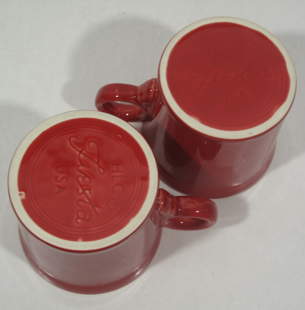 Set of 5 FIESTAWare Coffee Cocoa Tea Cups Mugs With O Handles Red Purple Retro