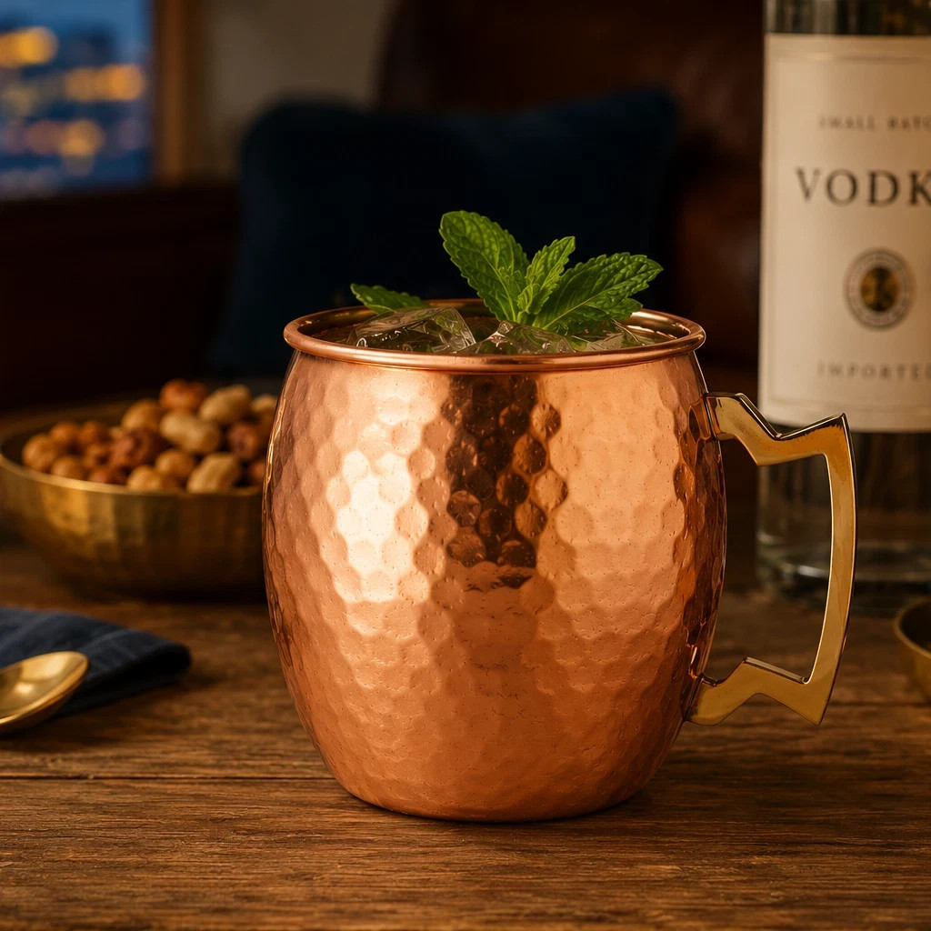Moscow Mule Copper Mugs- Set of 4 Copper Plated Stainless Steel Mugs 18oz
