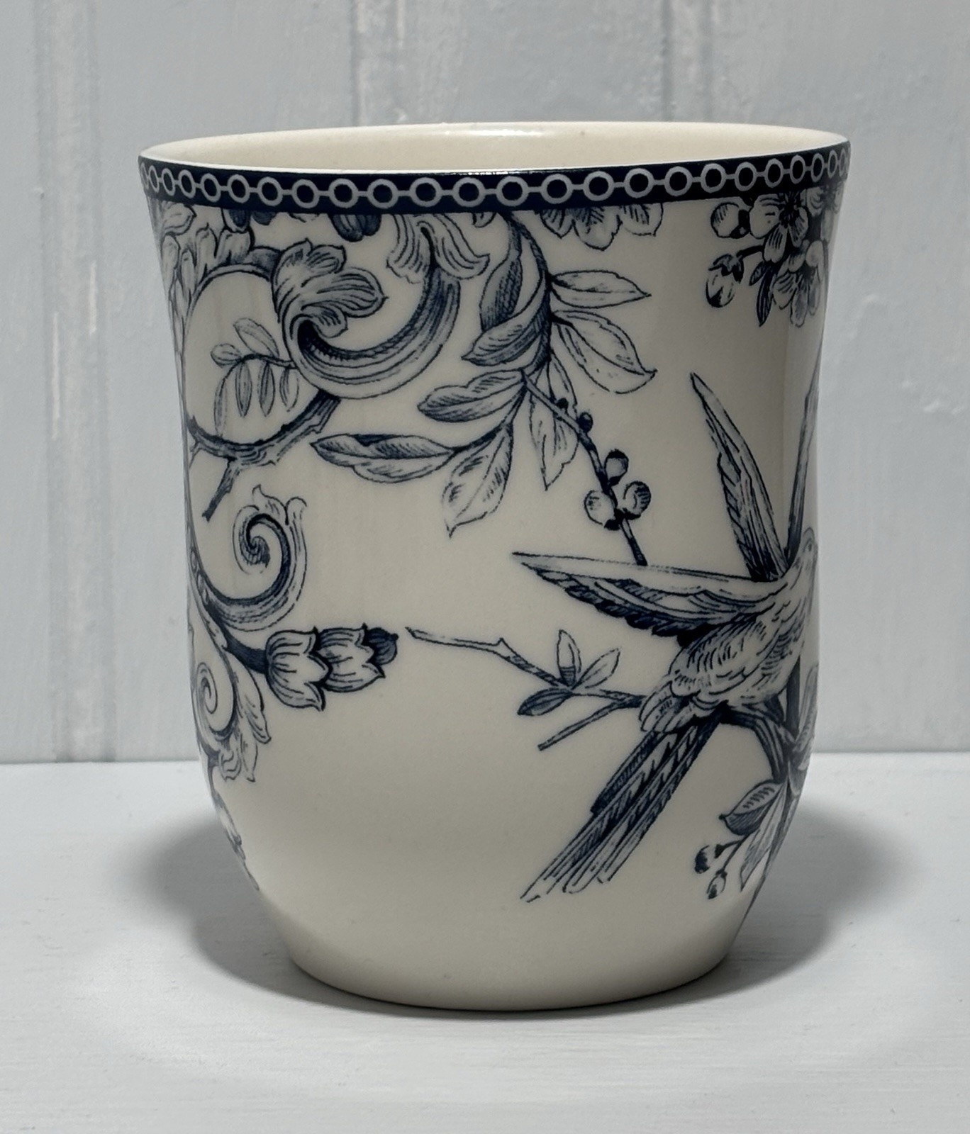 222 Fifth Adelaide Grey Floral 13 Fl Oz Fine China Porcelain Mug