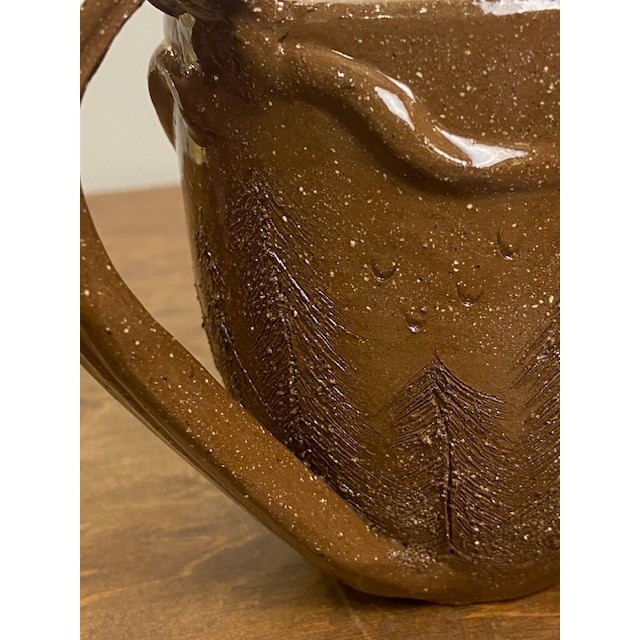Coffee Mug Brown Speckled Forest Sun Moon Celestial Ceramic Studio Pottery Mug