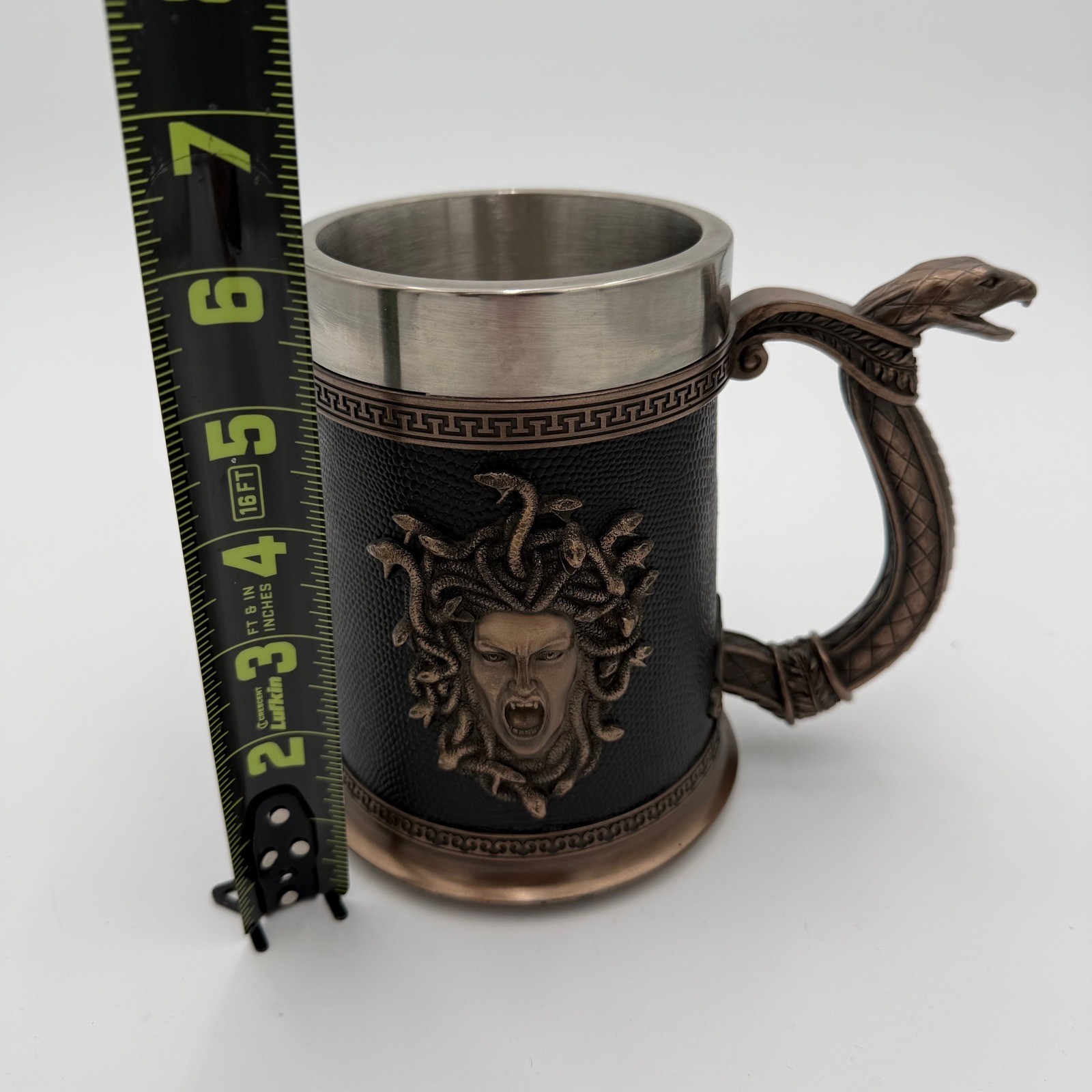 Veronese Design Medusa Gorgon Snake Handle Beer Stein Tankard Bronze Finish 6in