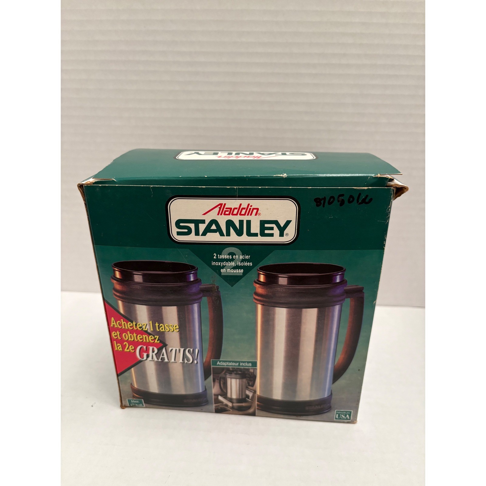 Vintage Aladdin Stanley 16oz Insulated Travel Mug Set Stainless Steel 2 Pack USA