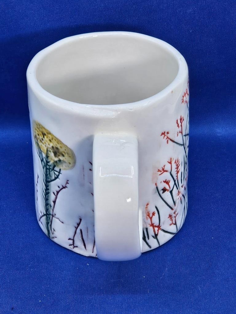 Anthropologie Dagny Monogram Letter K Coffee Mug Hand Painted Botanical Flowers