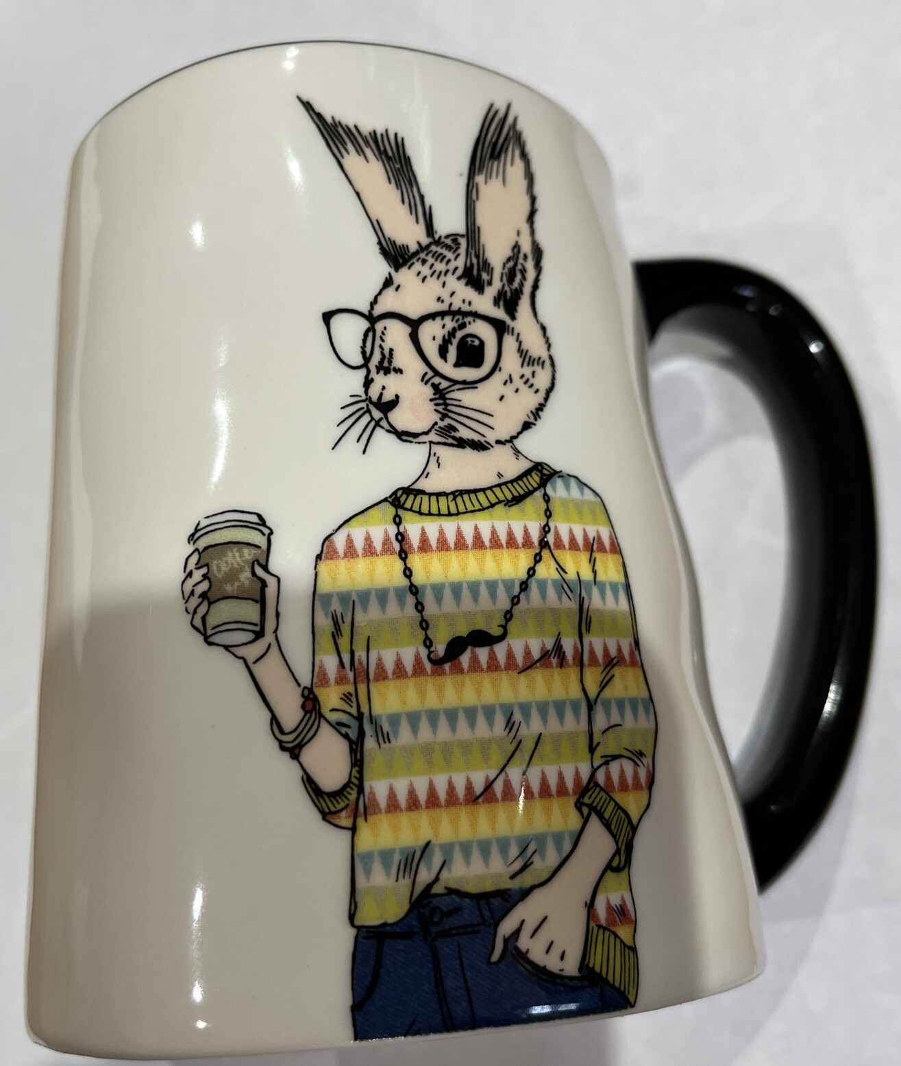 Rabbit Coffee Cup Signature Housewares Oversized Mug Rabbit Sweater Stoneware