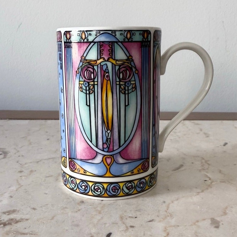 Dunoon Art Nouveau Style Stoneware Mug Vintage Charles Rennie Mackintosh Design