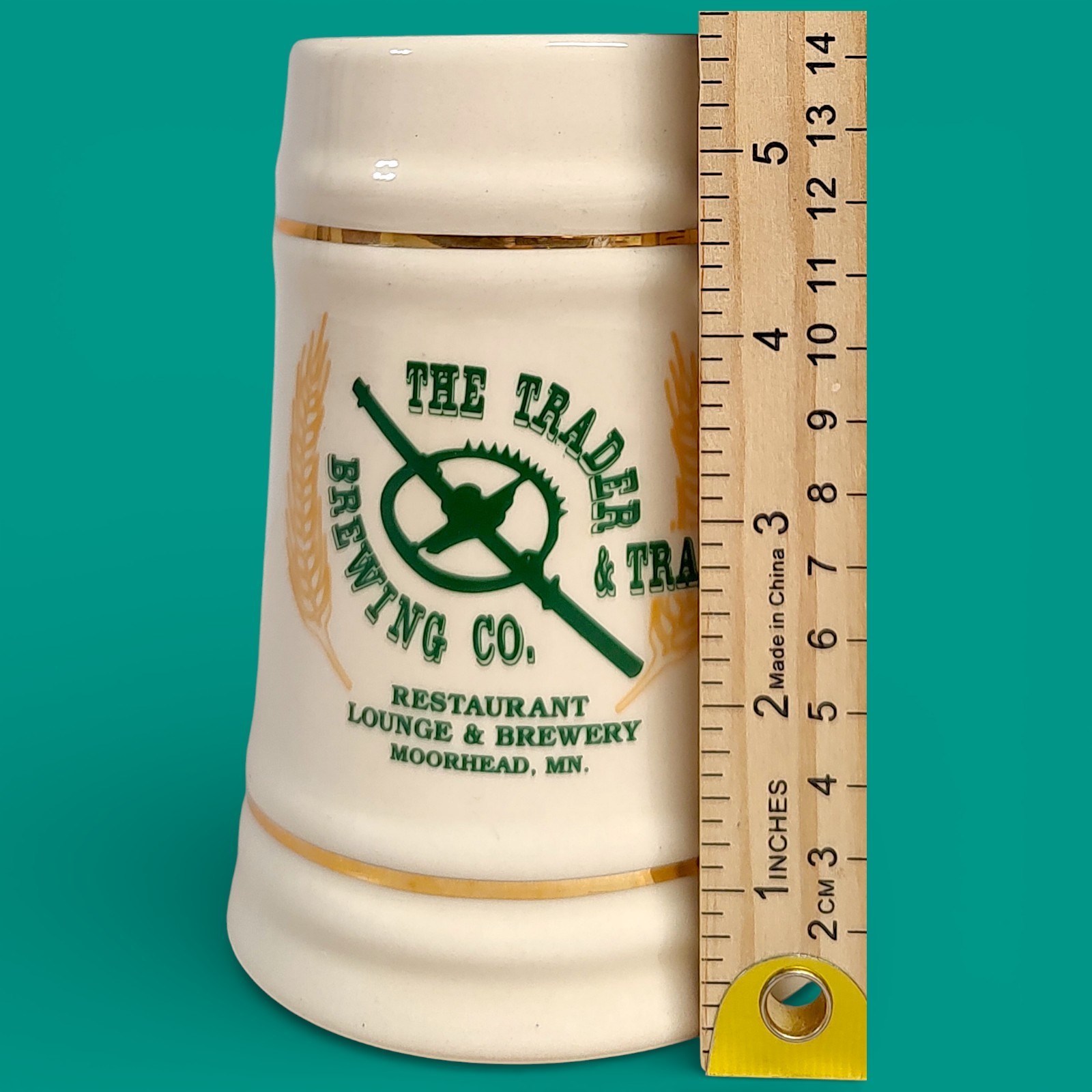 The Trader Brewing Co. Ceramic Beer Stein Moorhead, MN 5.75″