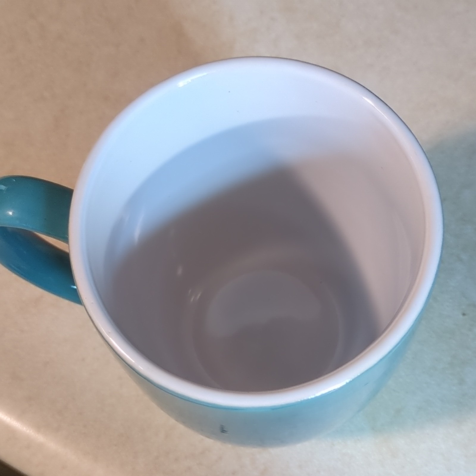 Room Essentials Stoneware CoffeeLarg Mug Turquois/White 16fl oz Round MW/DS Safe