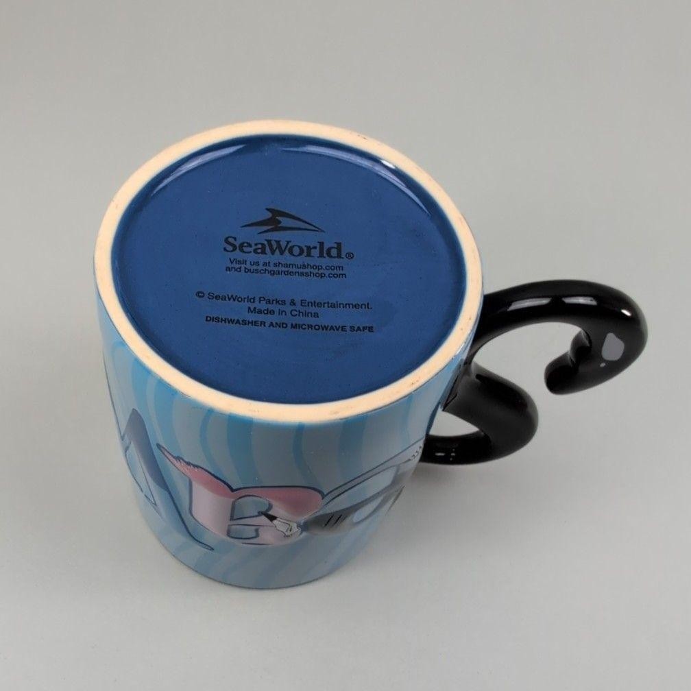 SeaWorld Coffee Mug Blue Sea Life Animals Whale Tail S Handle Logo Cup Souvenir