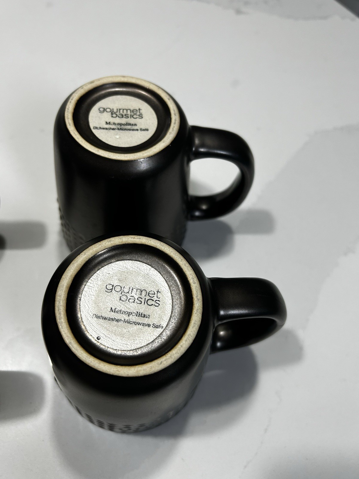 Gourmet Basics Metropolitan Dotted Coffee Mugs Set of 4 16oz Black/White