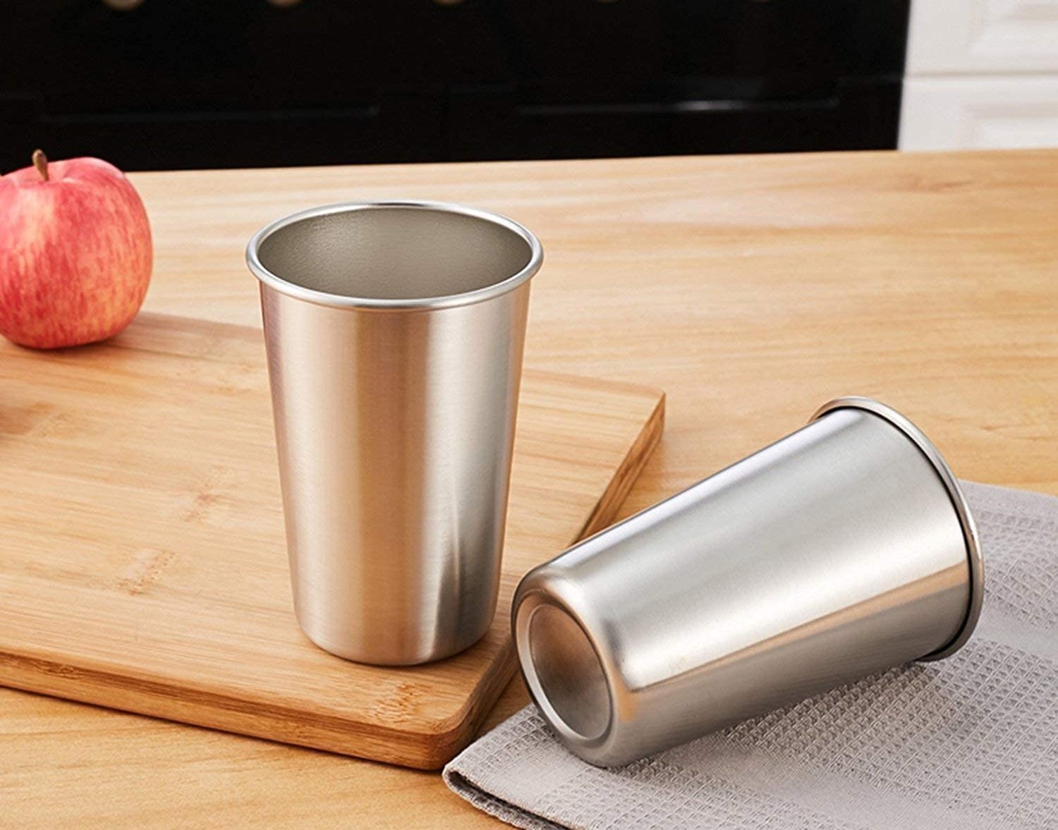 4 Pack Stainless Steel Cups 16oz Pint Cup Tumbler Premium Metal Drinking – Cup