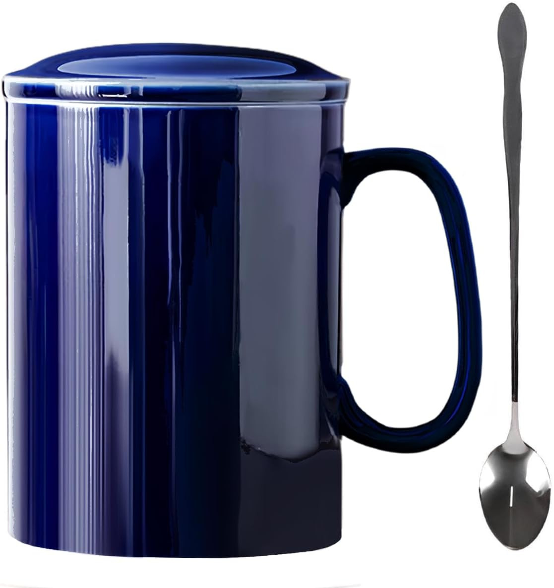 33 oz Extra Large Coffee Mug Ceramic With Lid Handle Oversized Tea Cup Blue