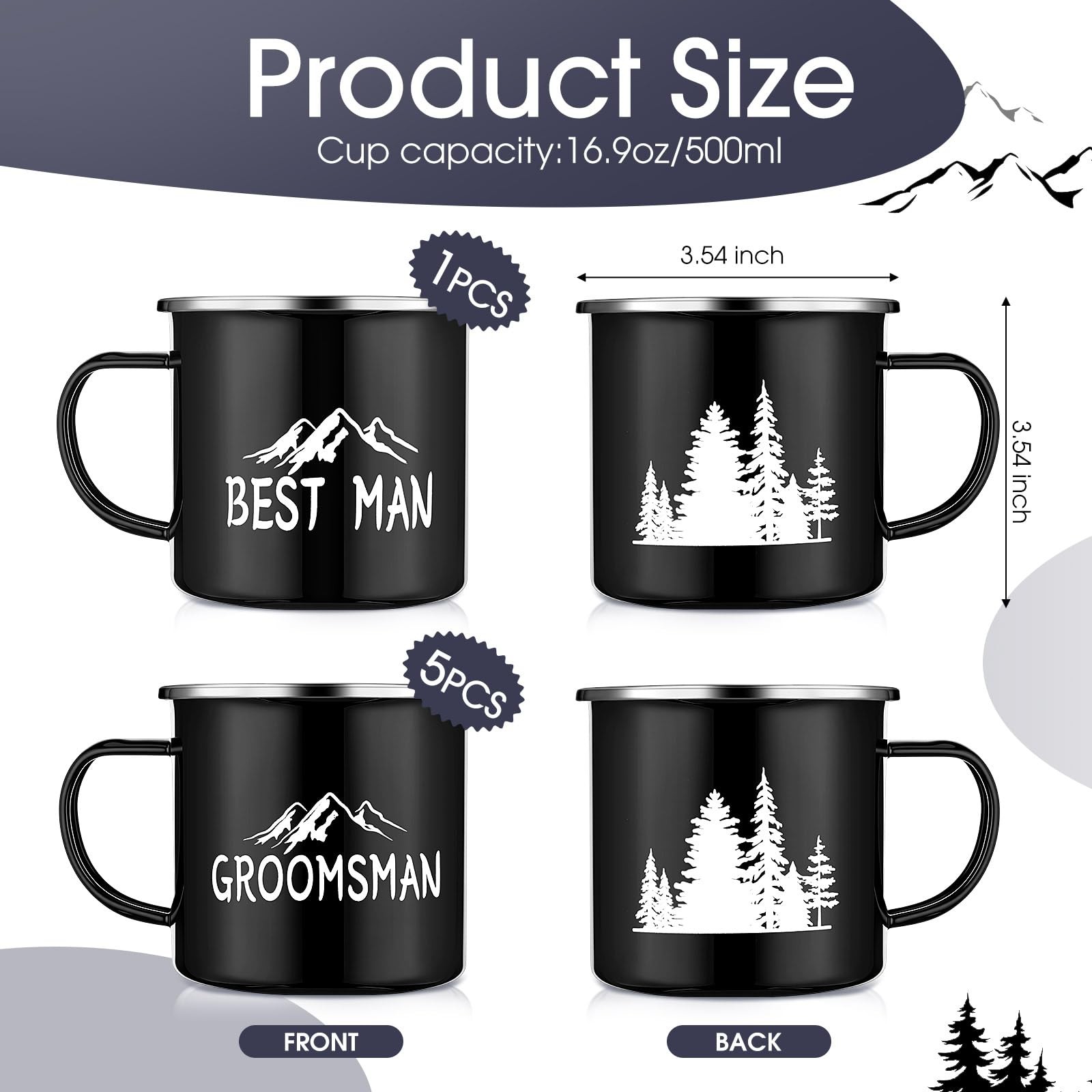 6 Pack Groomsmen Gifts for Wedding 1 Best Man 5 Groomsmen Cups Enamel Camping…