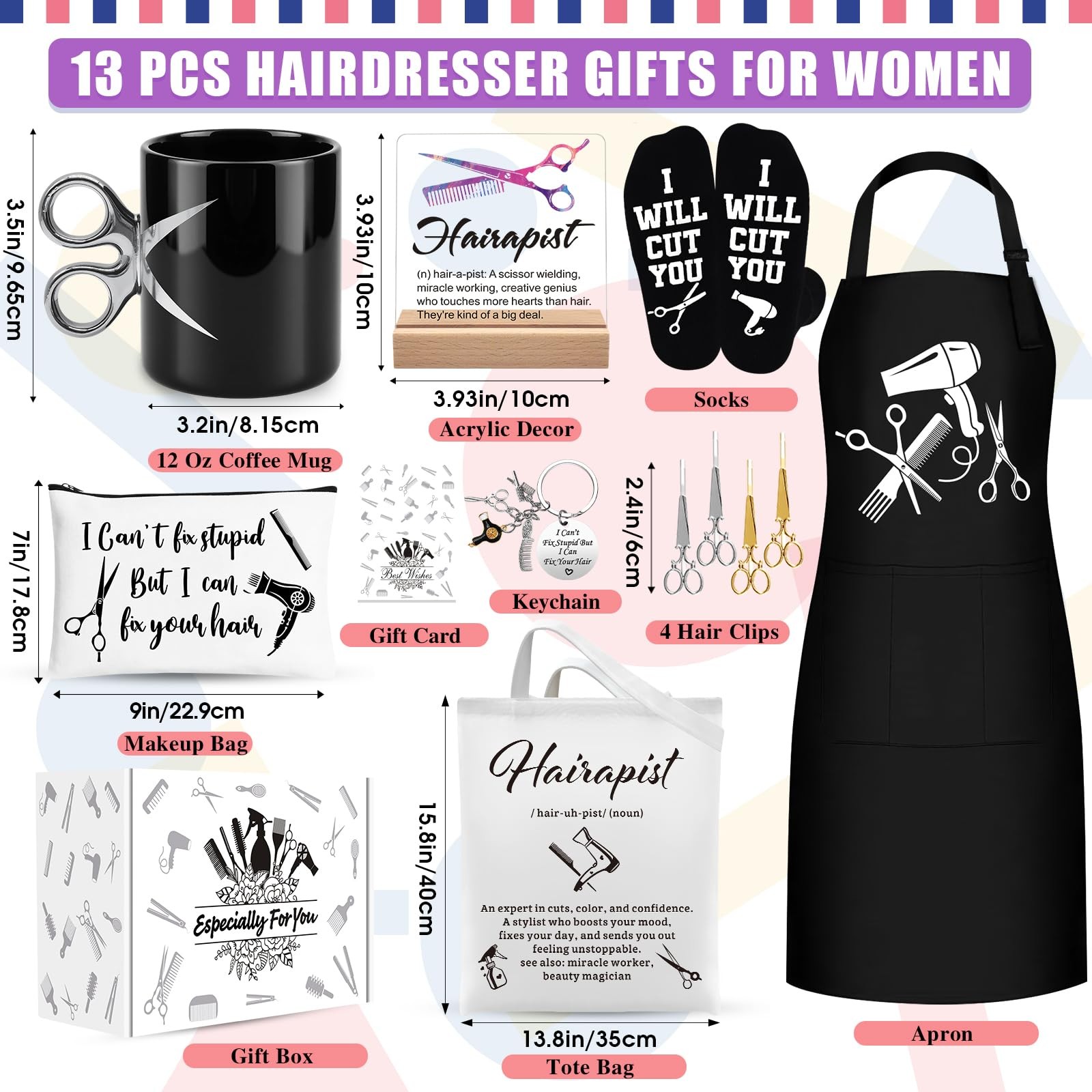 13 Pcs Hairdresser Gifts for Women, Hair Stylist Appreciation Gift with 12 Oz…