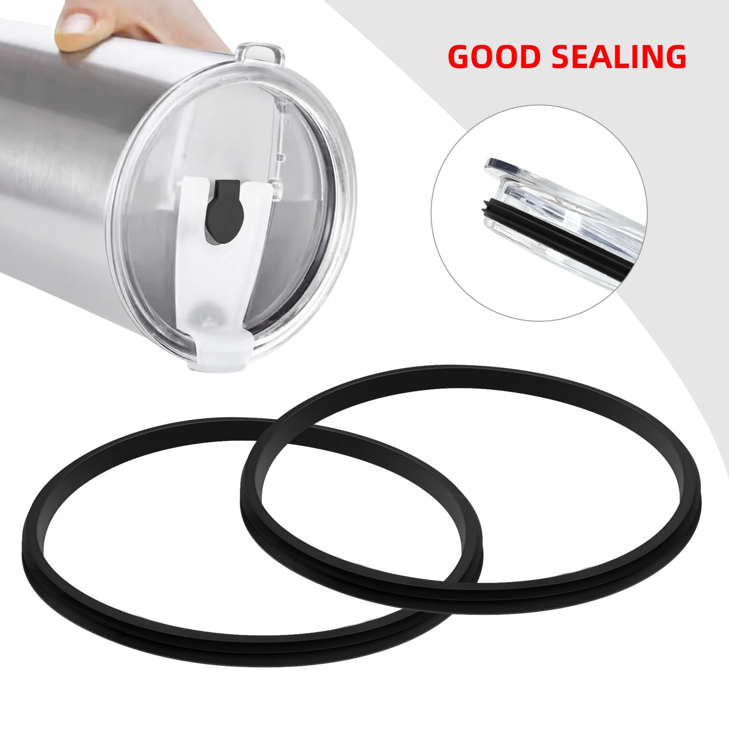 SolidSS 5 Pcs Black Replacement Lid Seal Gaskets,Rubber Seal Replacement Gask…