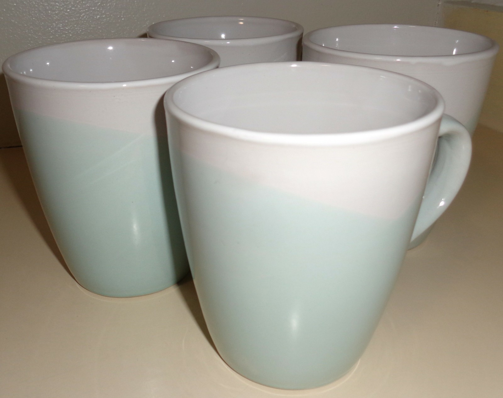 (4) AMERICAN ATELIER ‘Oasis Mint’ 14oz. 4½” COFFEE MUGS: Stoneware, Set of 4