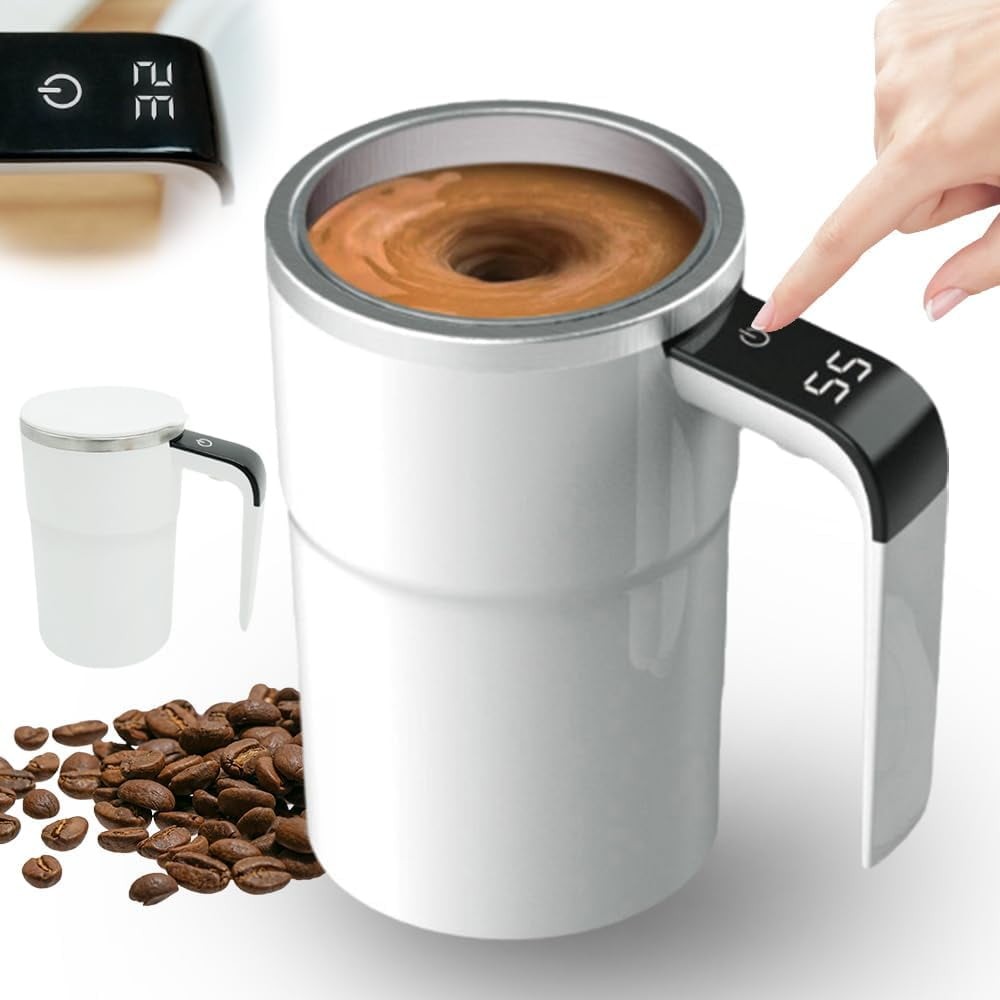 Automatic Stirring Coffee Cup with LED Display 304 Stainless Steel Material 13oz