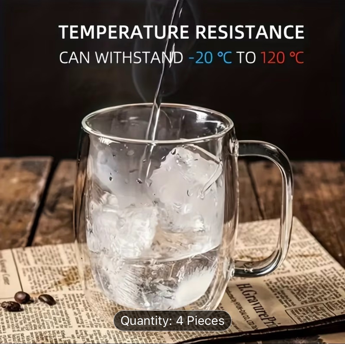 4pc Insulated Glass Coffee Cups