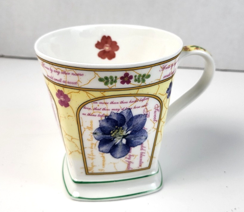 VTG Sutherland “FLORA” Mug/Cup Floral w/ Quotes Fine Bone China