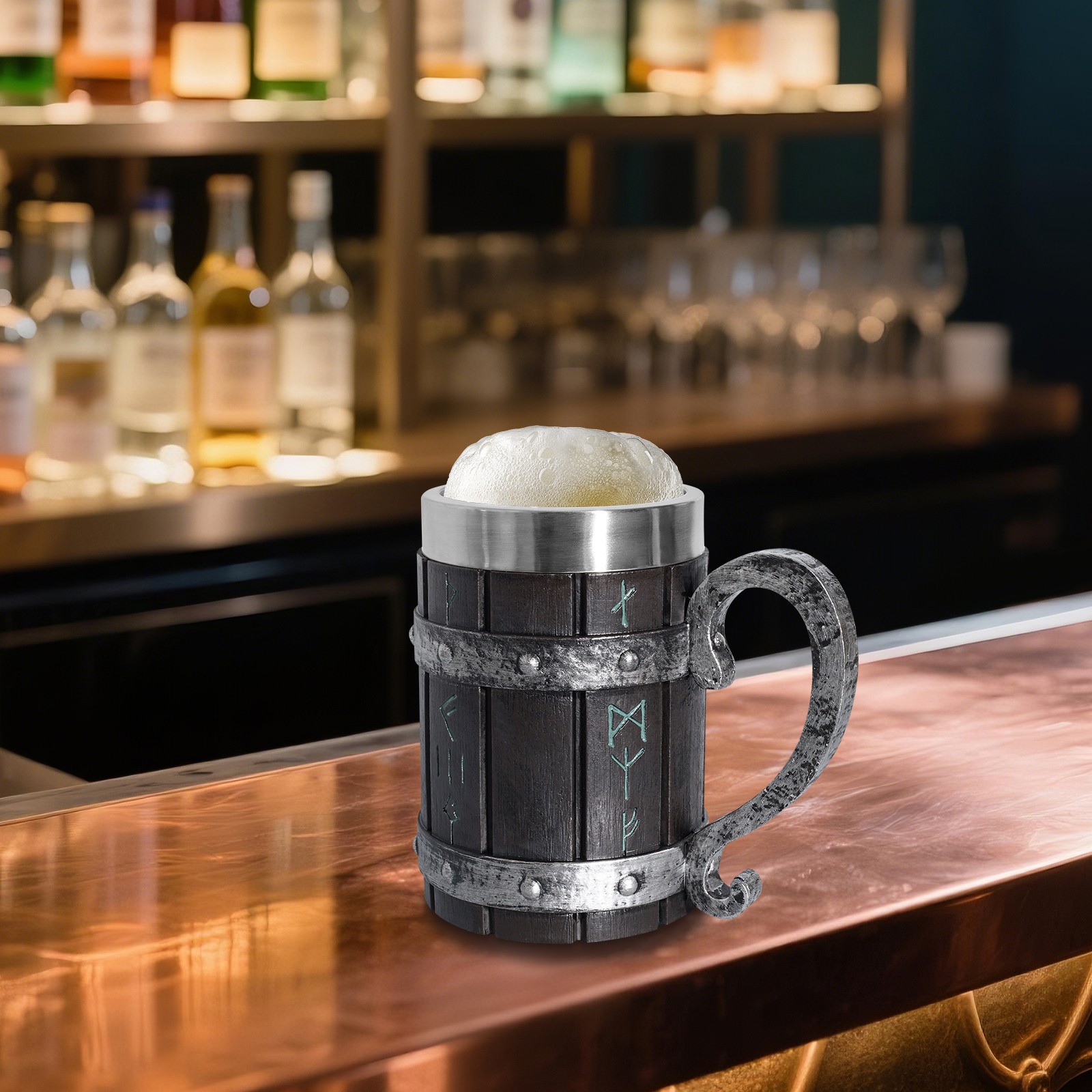 Viking Beer Mug Max 20oz 201 Stainless Steel Heavy Mug w/ Handle Easy To Hold