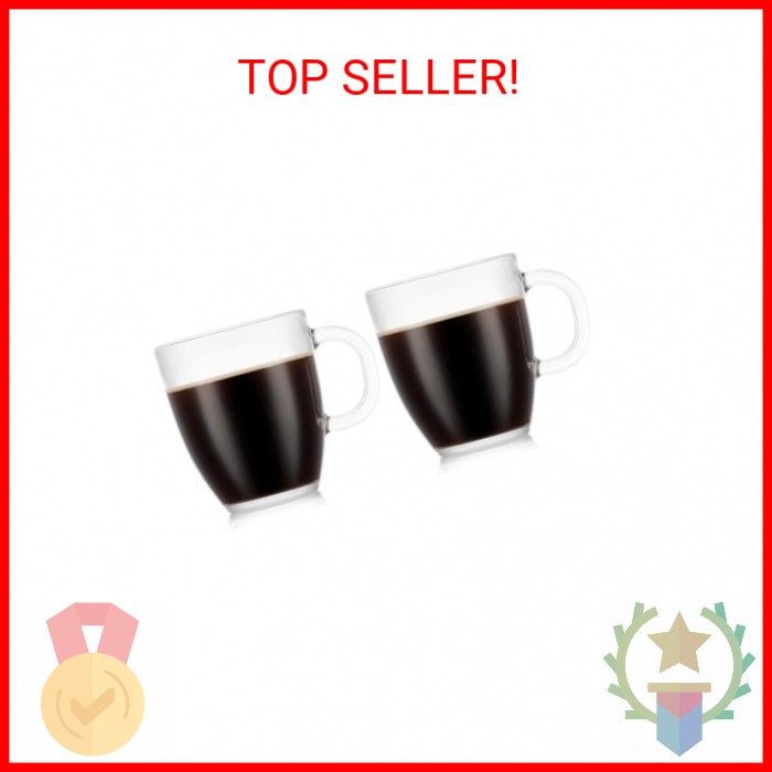 Bodum 12oz Bistro Coffee Mug Single-Wall Tempered Glass, 2 Pack, Clear