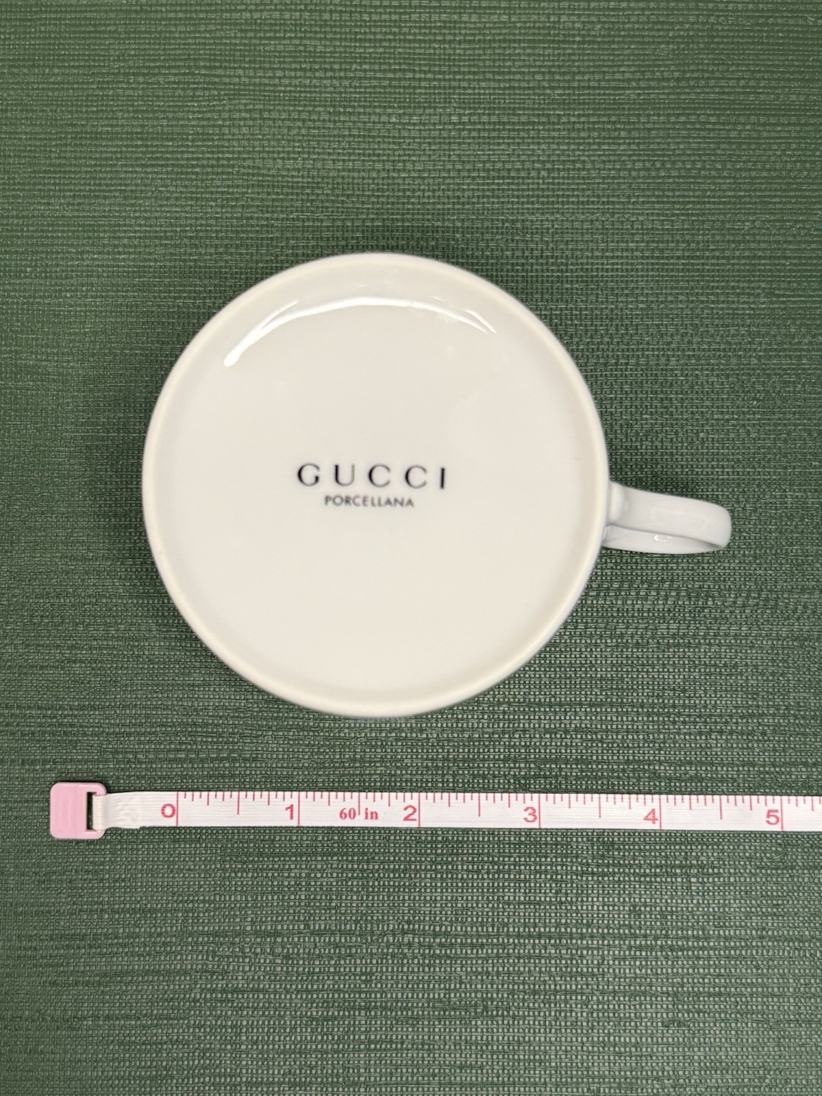 Gucci Porcelain Coffee Mug Pictorial Decorated White/Blue/Multicolor 8 fl oz