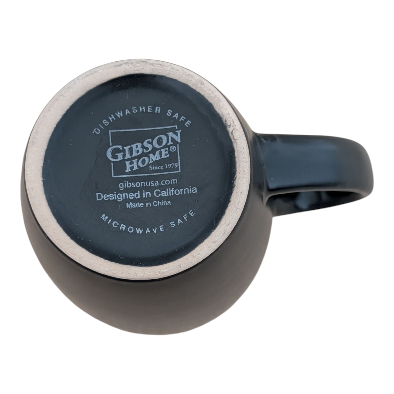 Gibson Home Soho Lounge Matte Black Coffee Mug Round Taper Deep Red Interior Cup