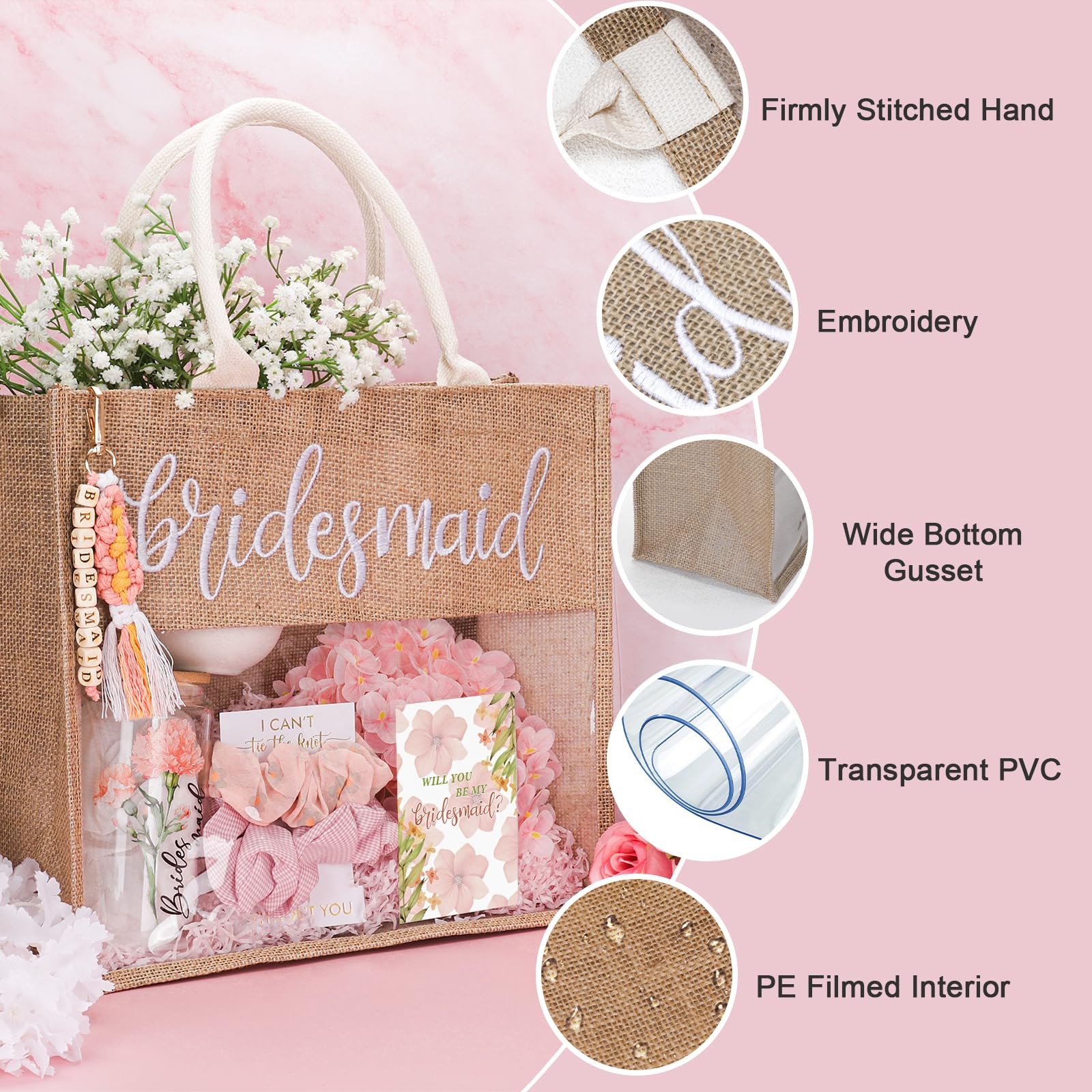 Will You Be My Bridesmaid Tote Bag & Glass Cup Gift Set