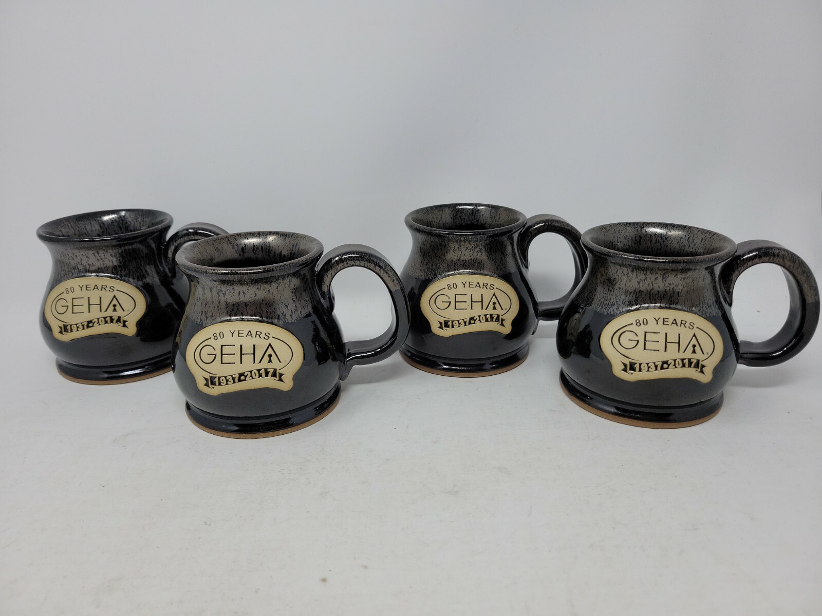 Lot 4 GEHA Government Employees Health Association Coffee Mug Drip Glaze RARE