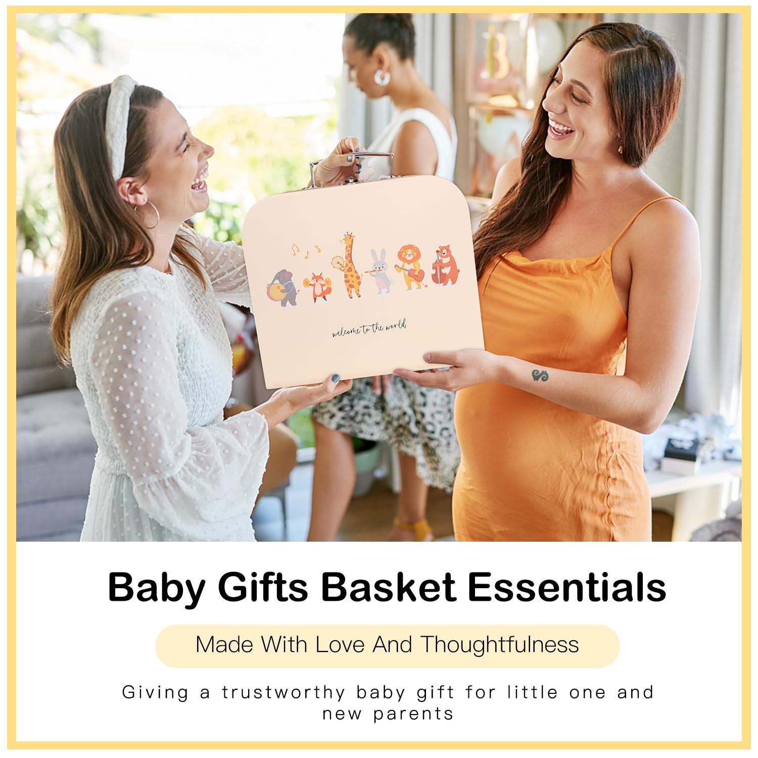Baby Shower Gifts for Boys Girls, Baby Gifts Basket Newborn Blanket Rattle To…