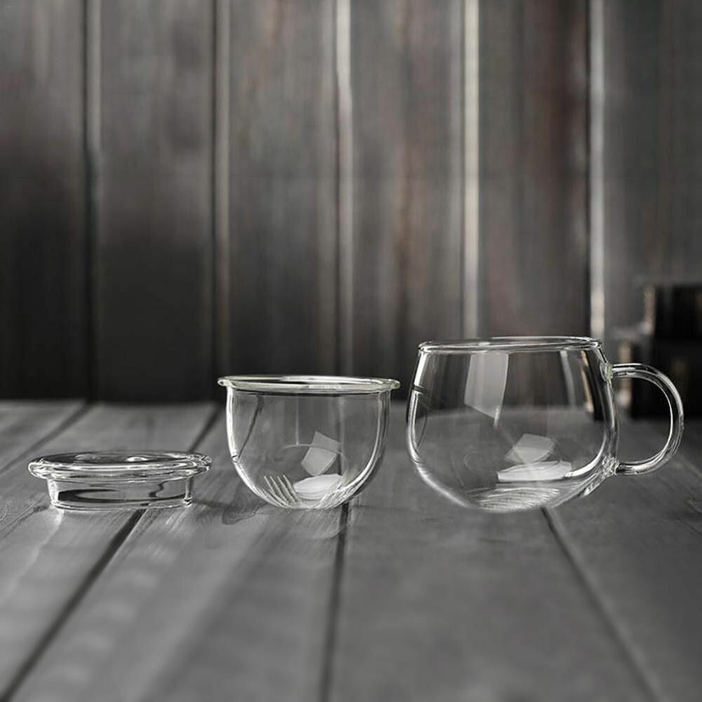 300ml Heat Resistant Tea Mug with Filter Glass Tea Cup with Lid and Infuser New