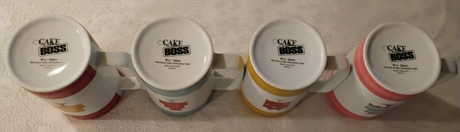 Set of 4 Cake Boss Porcelain Mugs, “Mini Cakes” Pattern