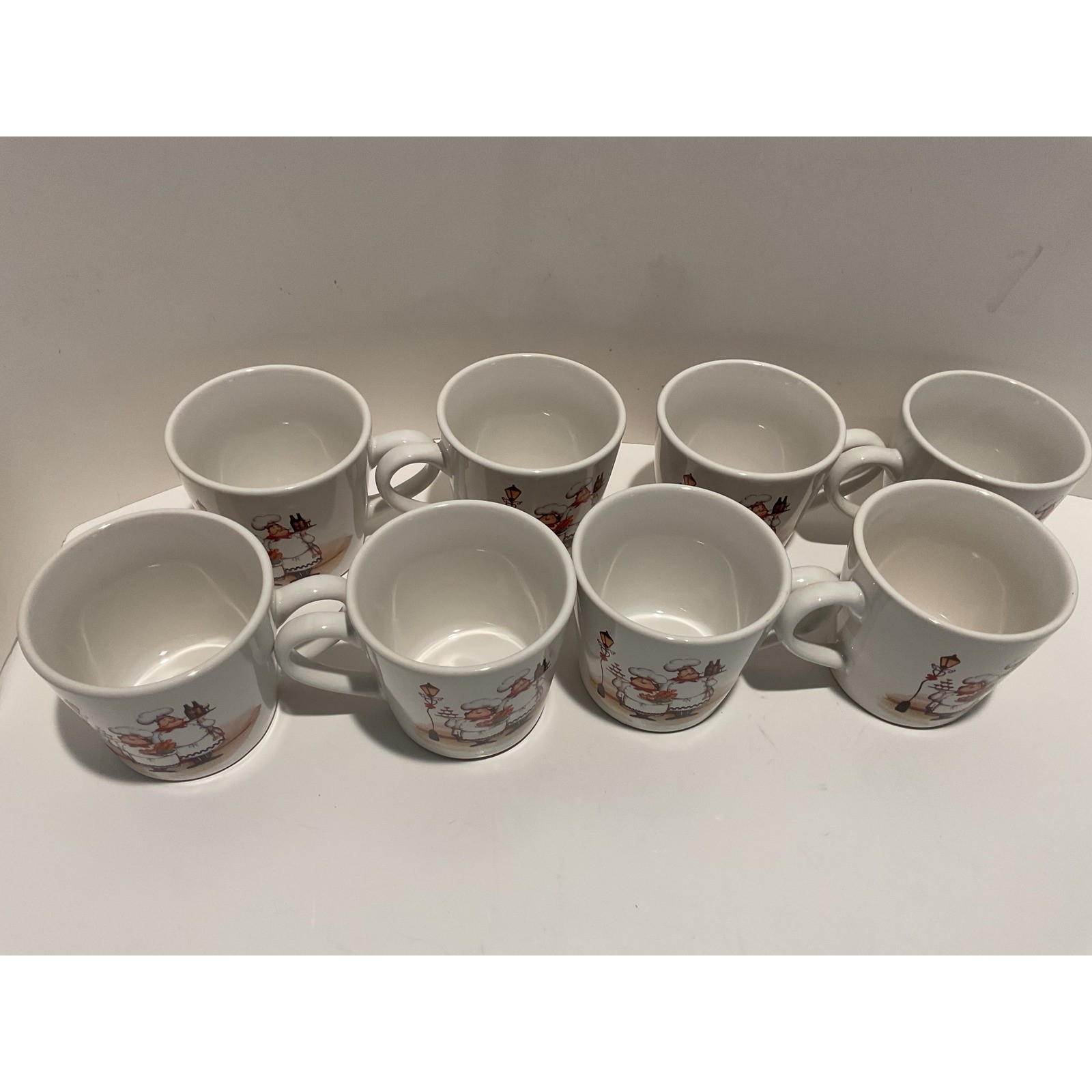 Trista Set of 8 Chef Character Ceramic Coffee Mugs Microwave Dishwasher Safe