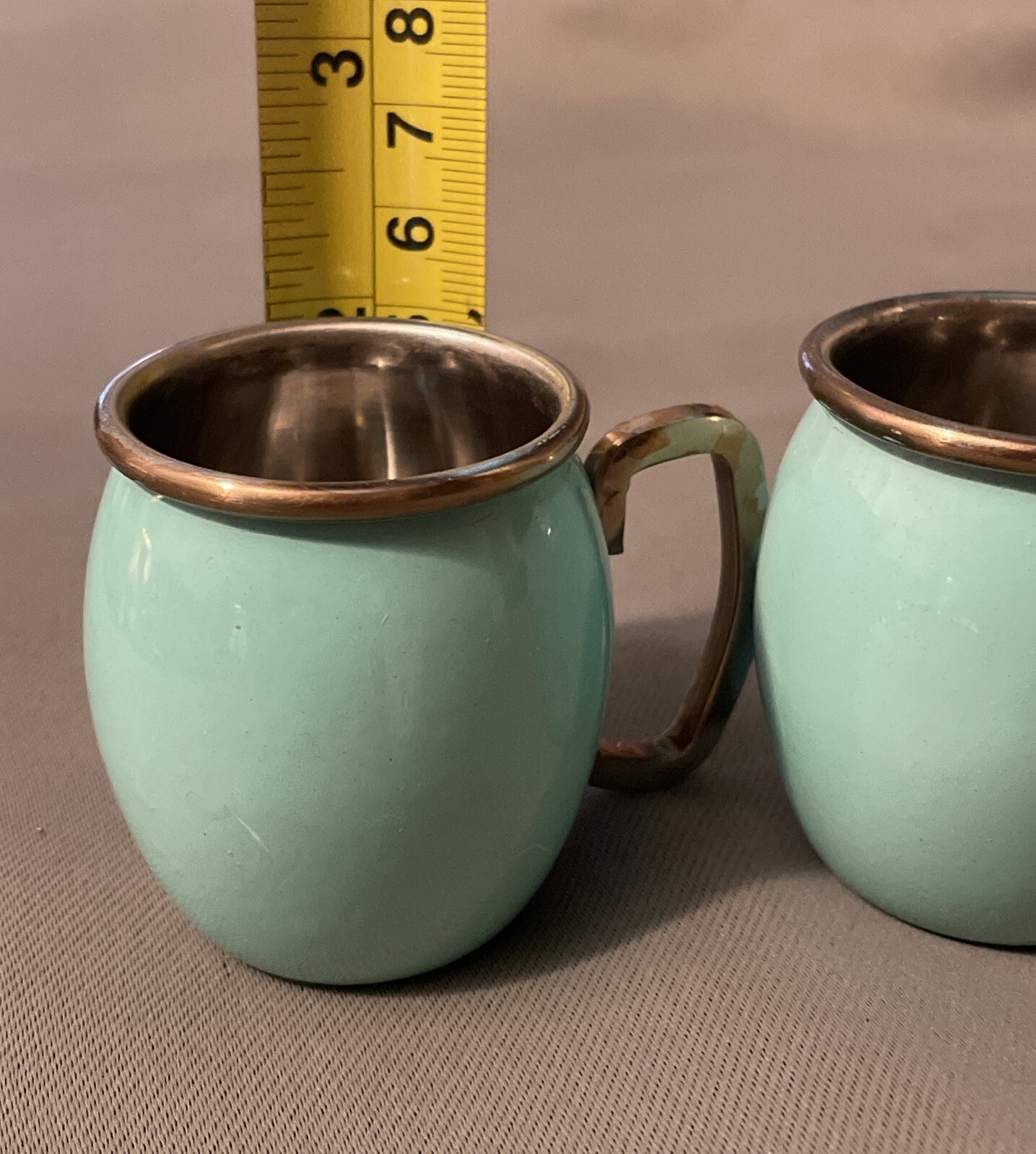 2 Miniature Fiesta Fiestaware MOSCOW MULE MUG Teal 2 ” tall