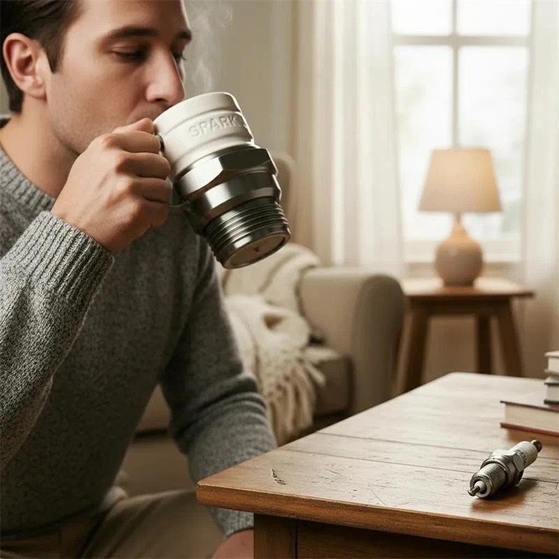 Spark Plug Mug, Ceramic Coffee Cup for Car Lovers, Unique Auto-Inspired Gifts