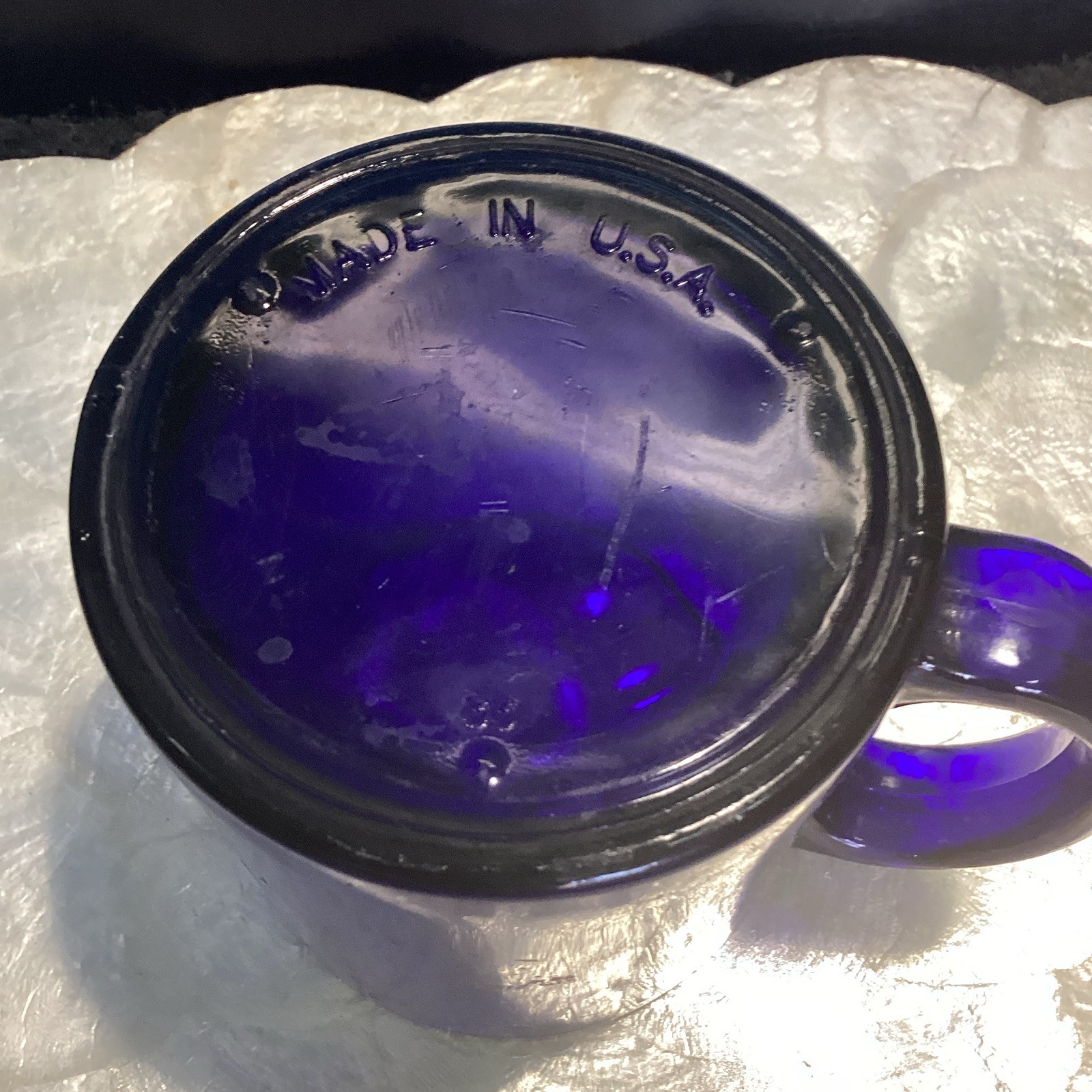 Blue Glass Coffee Mug w/ Handle 8 fl oz Made in USA Modern Hot Beverage