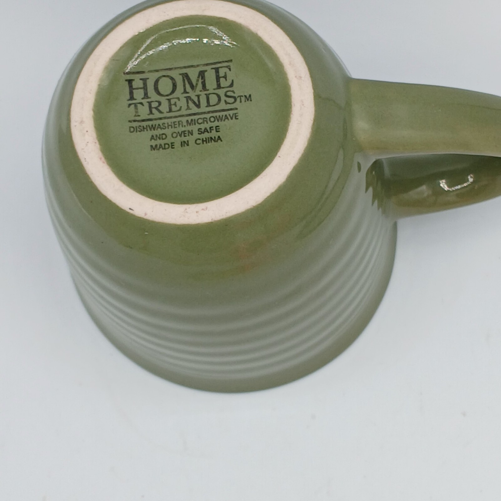 Home Trends Sage Green Ribbed Coffee Mug 12 oz Stoneware