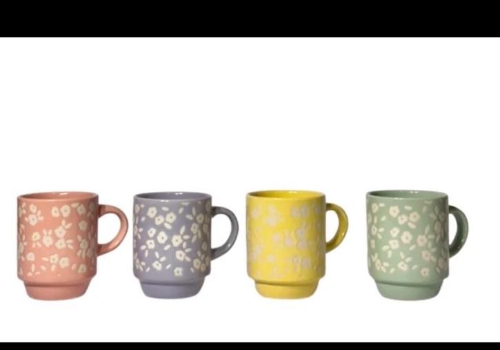 Spring Espresso Mug Cup Stack 5 Piece Set Stackable Holder NEW WO Tags