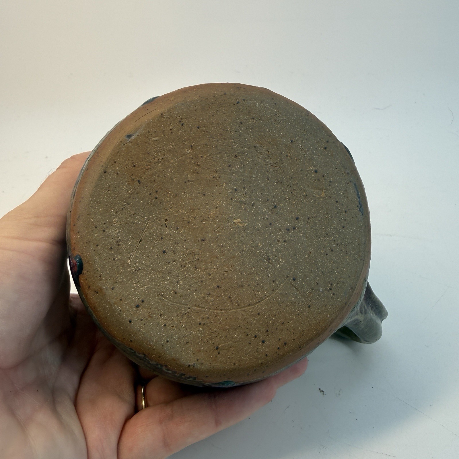 Unbranded Studio Pottery Mug Unisex Large Brown Tan Blue Earthy Glaze Artisan