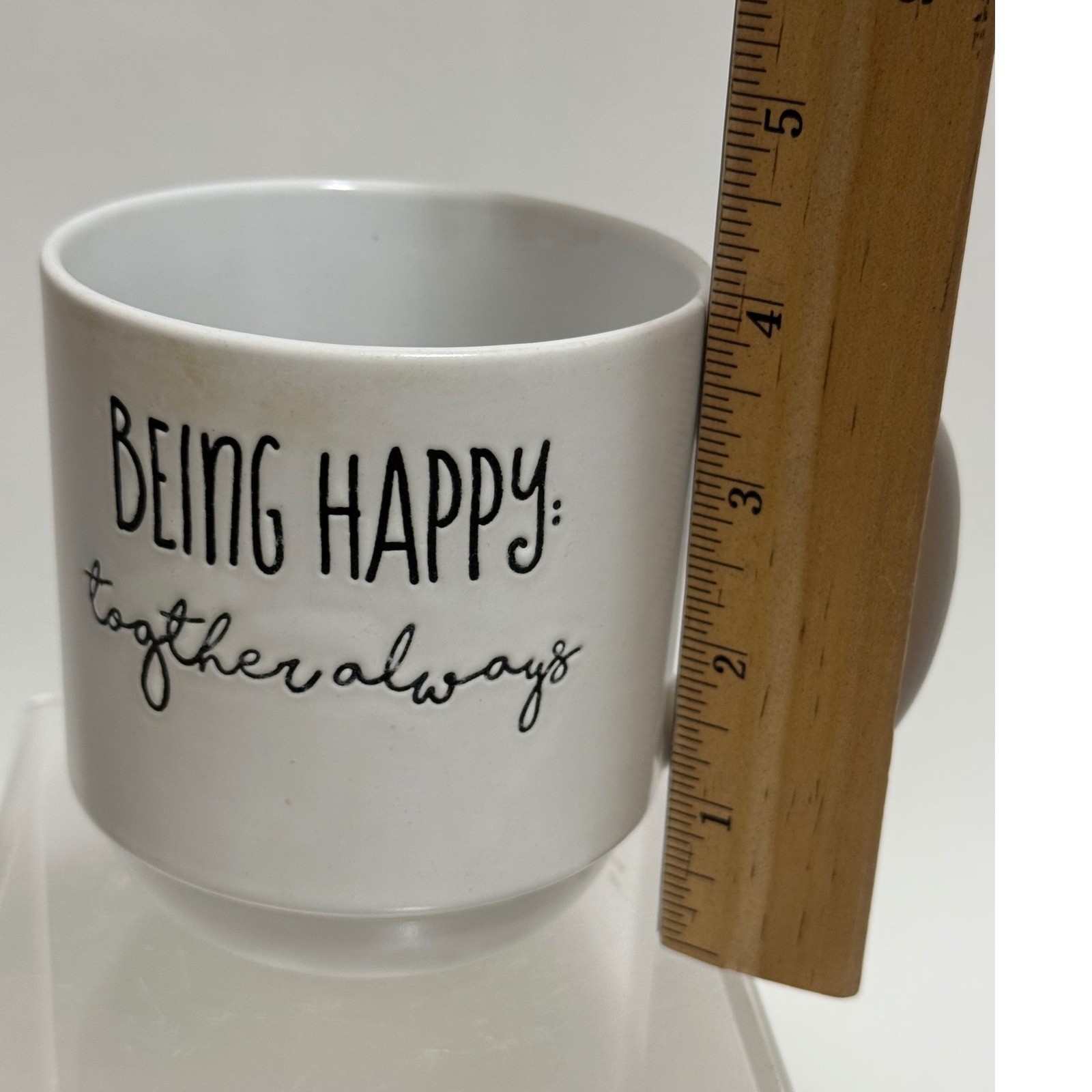 Belle Maison Being Happy Together Always White Ceramic Coffee Mug 3.5in