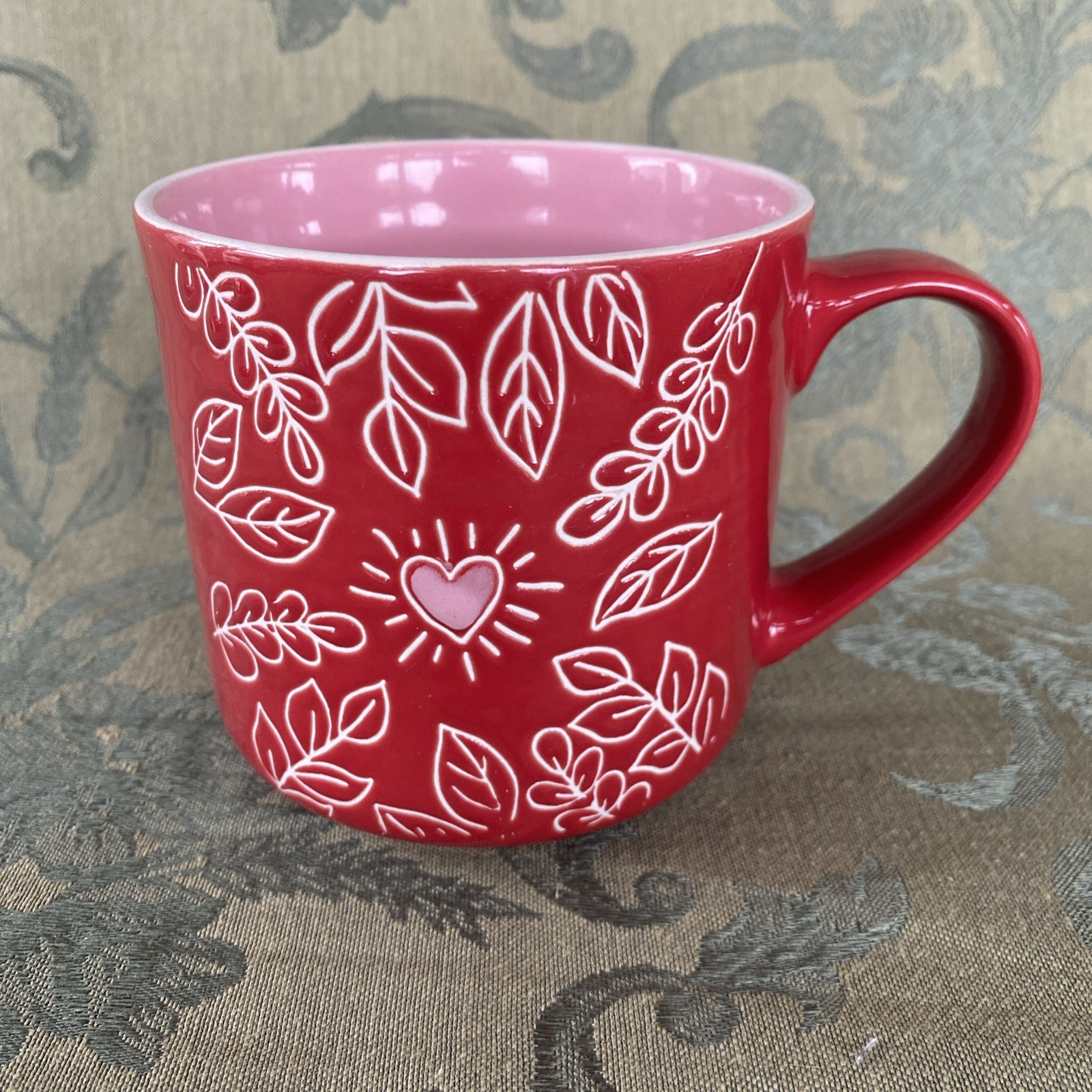 TAMMY VALENTINE 16oz Red Heart Painted Spectrum Designz Mug Cup Stoneware 2022