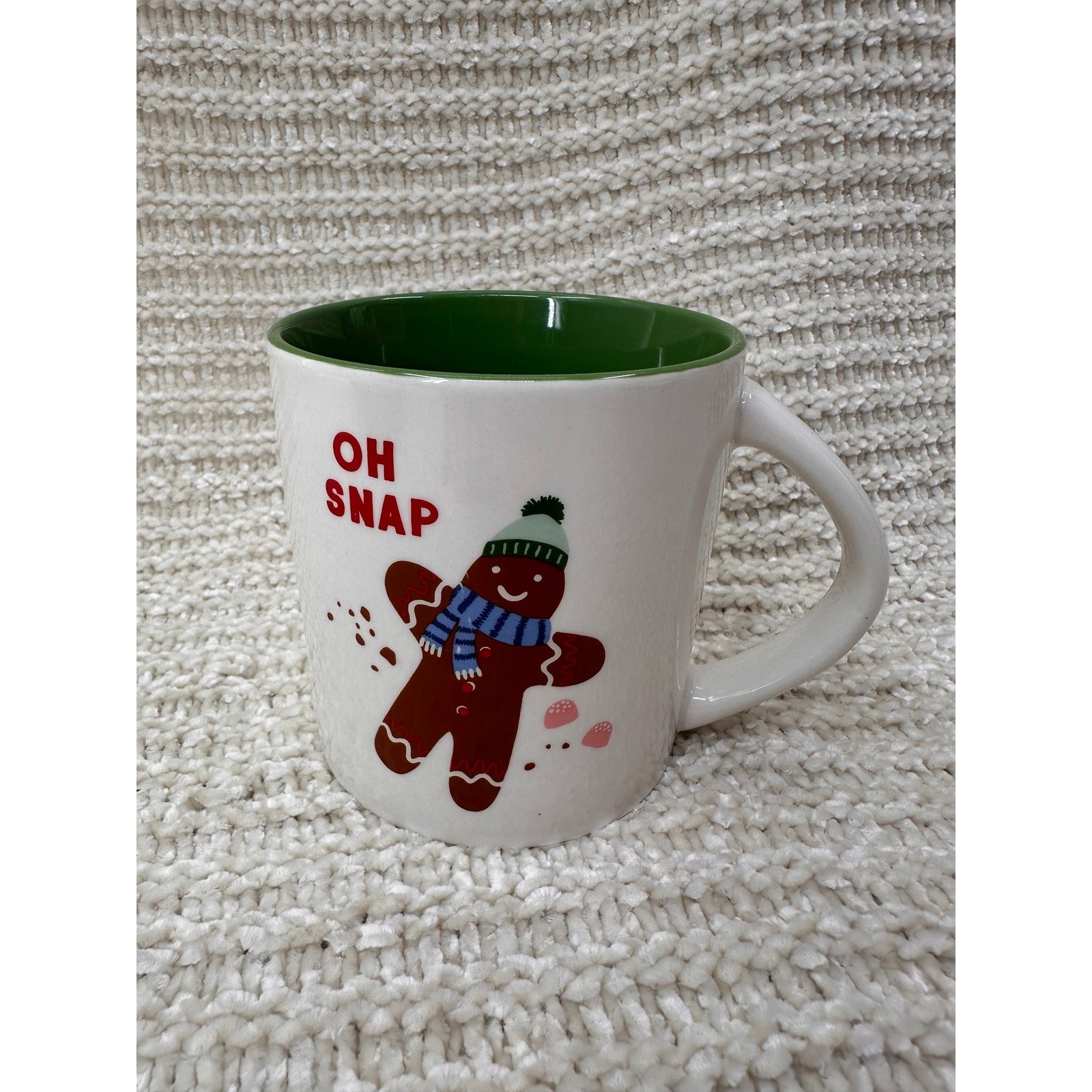Wondershop Gingerbread Mug Hallmark Plate Set Christmas Oh Snap Green White 2pc