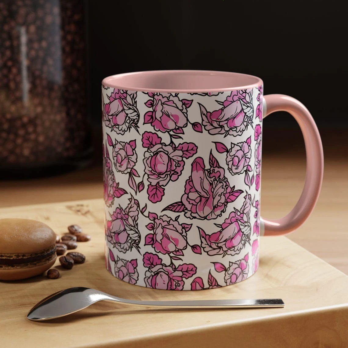 Floral Penis Mug – Funny Adult Humor Naughty Accent Coffee Cup