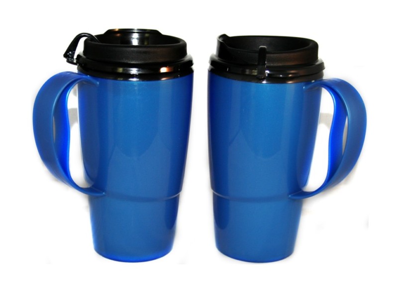 2 New Foam Insulated 16oz ThermoServ Travel Mugs Blue