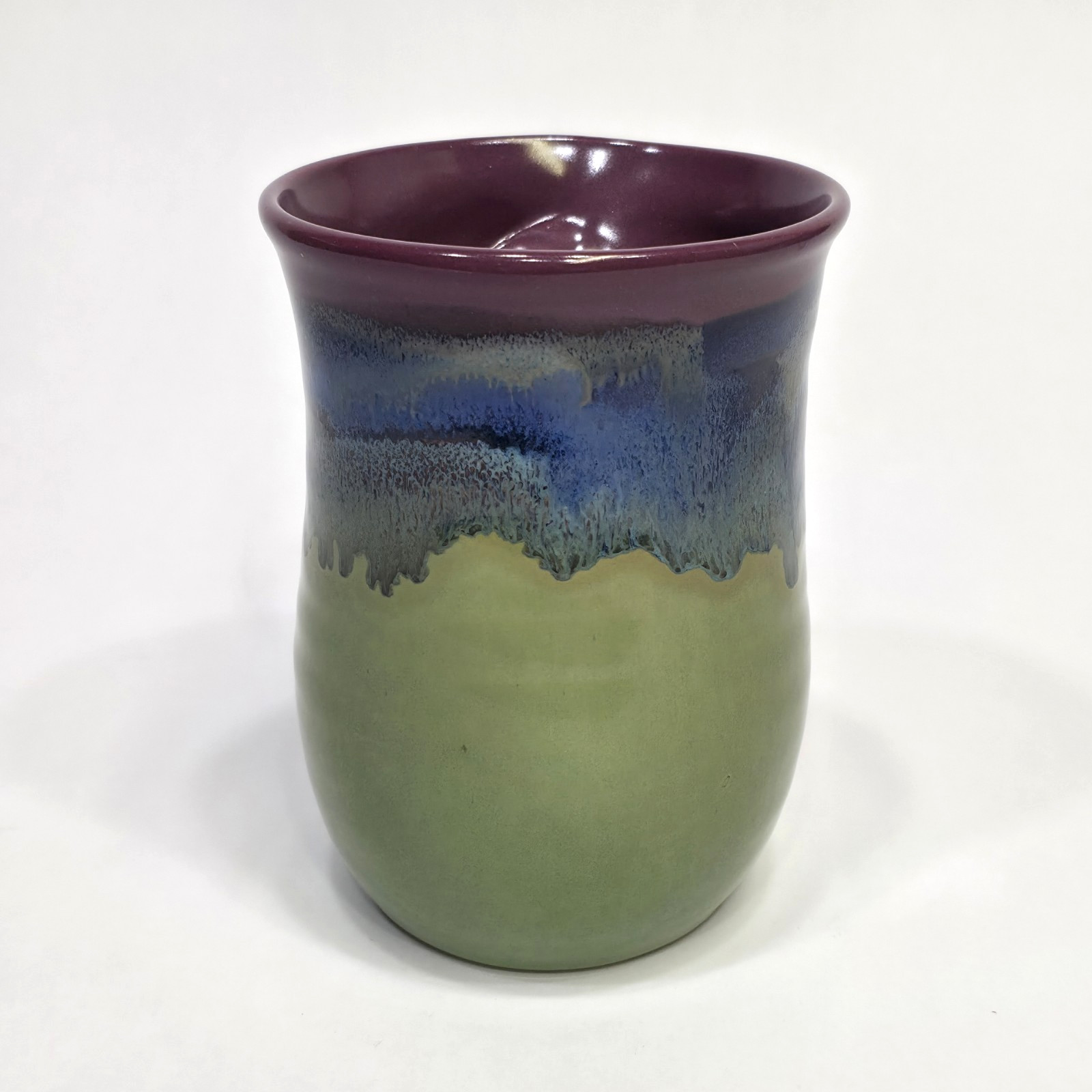 Neher 16oz Right Hand Handwarmer Mug 3 Color Drip Glaze Pottery Green Blue 2011