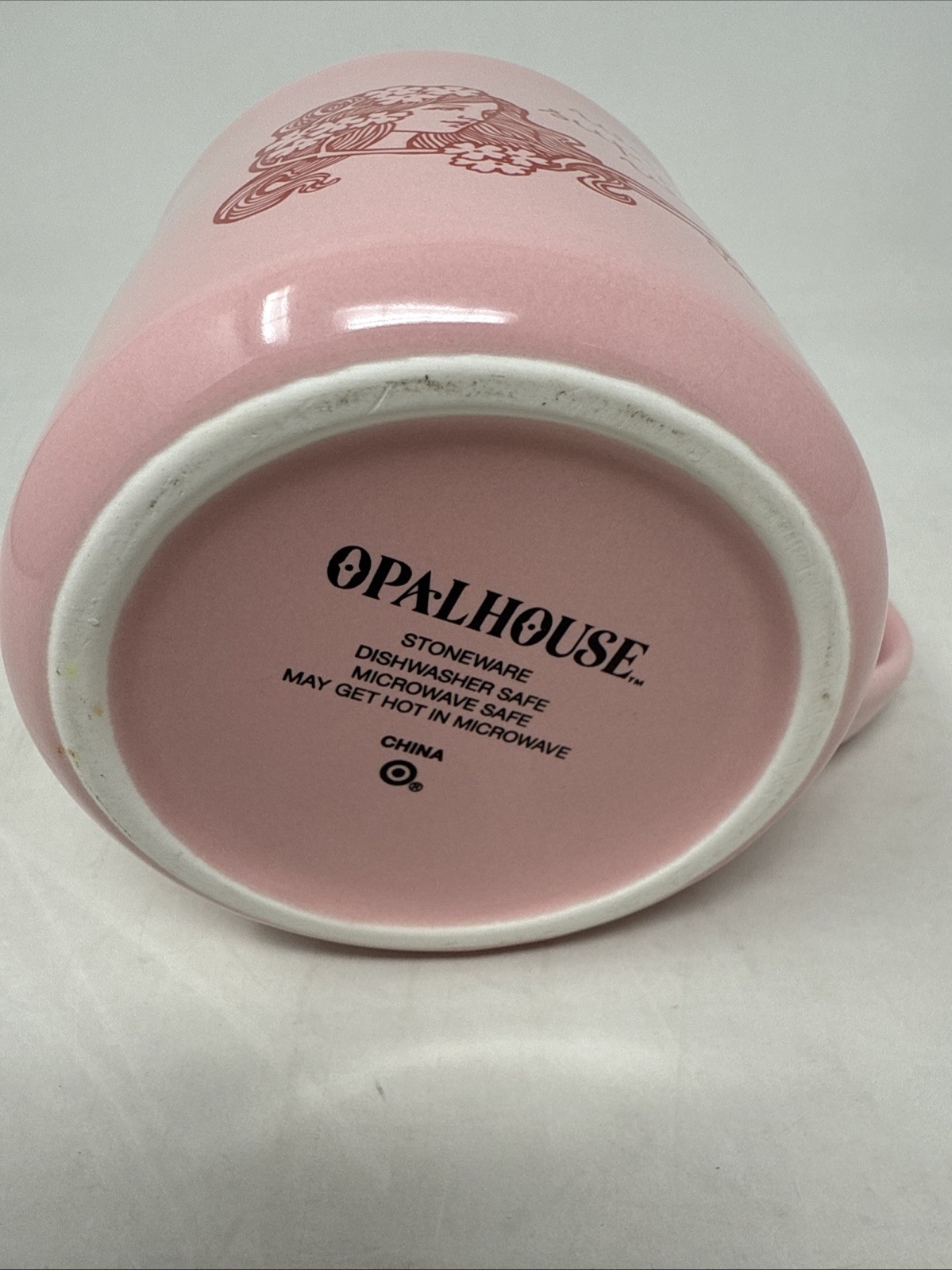 Opalhouse Target Pink Mug “Women Support Women” Floral Art Nouveau Stoneware EUC