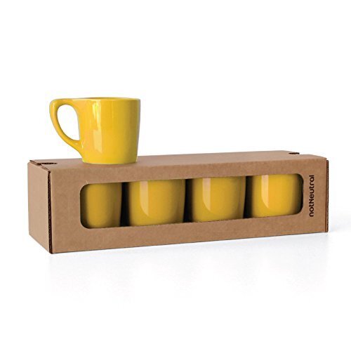 notNeutral LINO 10 oz Porcelain Coffee Cups | Set of 4 (Canary Yellow)