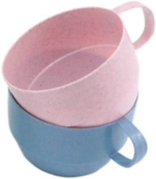 Wheat Straw Plastic Coffee Cups/Reusable Mugs with Handles, Unbreakable,
