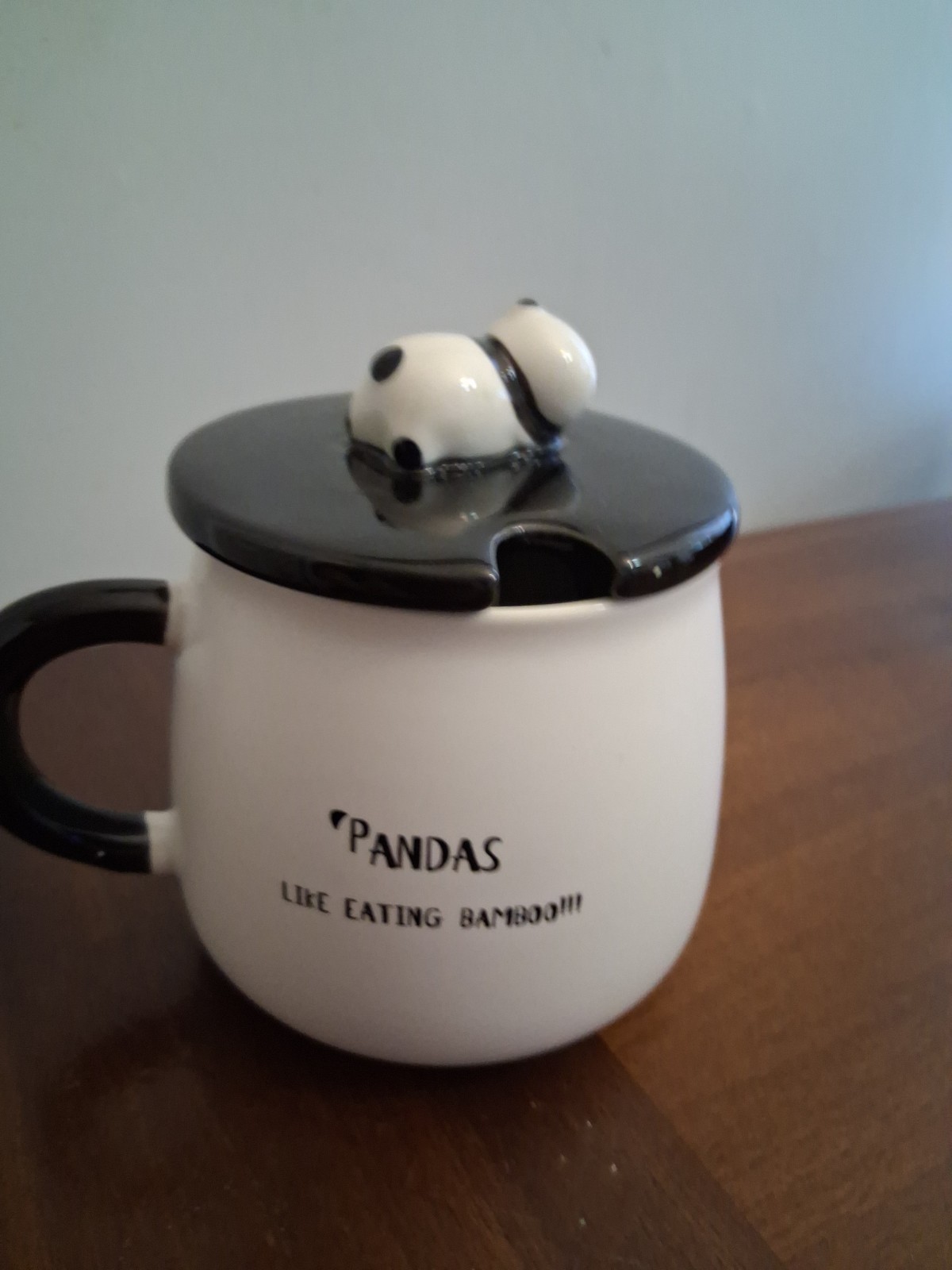 “Crazy Panda” Ceramic Mug Cup with Lid Spoon Tea Milk Coffee Cup Kids Drinkware